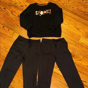 Cat & Jack spooky crew neck sweatshirt and black joggers set of 2 large (10/12)